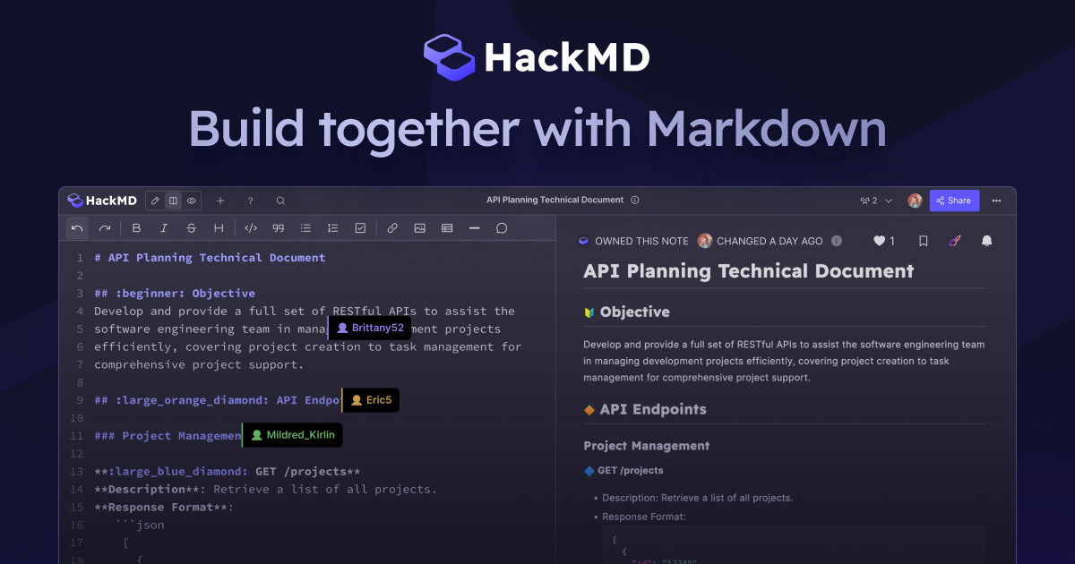 HackMD - Collaborative Markdown Knowledge Base