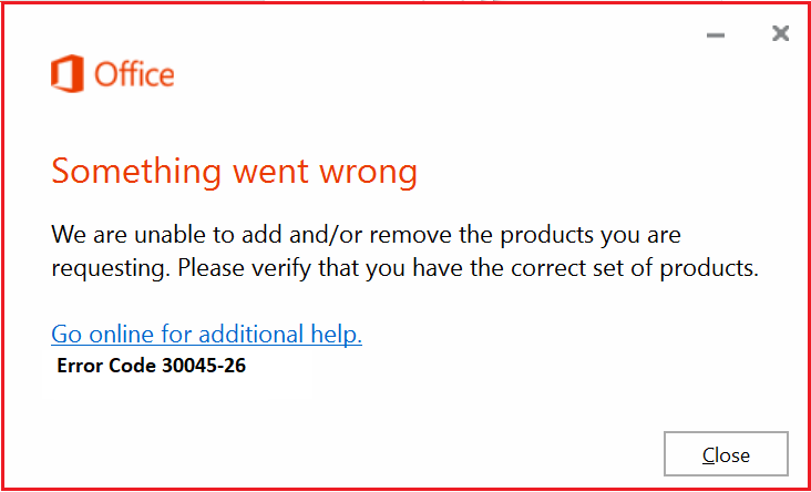 Solutions to fix Error code 30045-26 in Ms Office 365 Installation