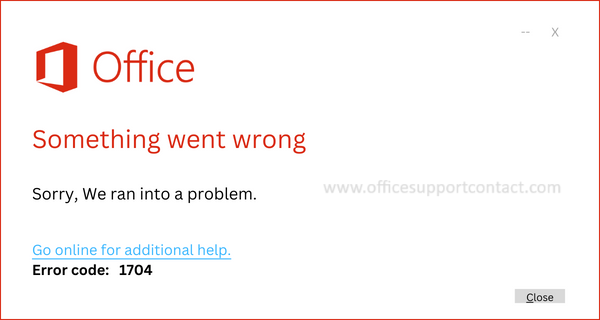 Error code 1704- Microsoft 2019 support Live Assist